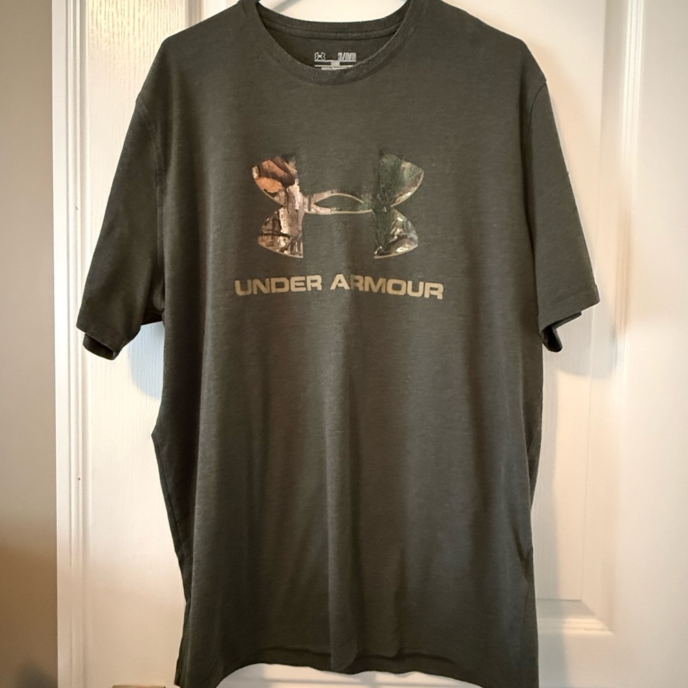 Under Armour Olive Green Camo Logo Short Sleeve Tee - Men's